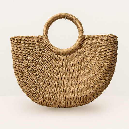 bolso media luna de paja natural para mujer - Velea