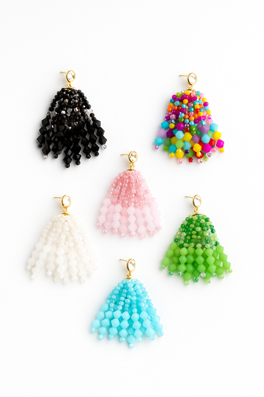 pendientes largos en cascada multicolor de resina - Velea